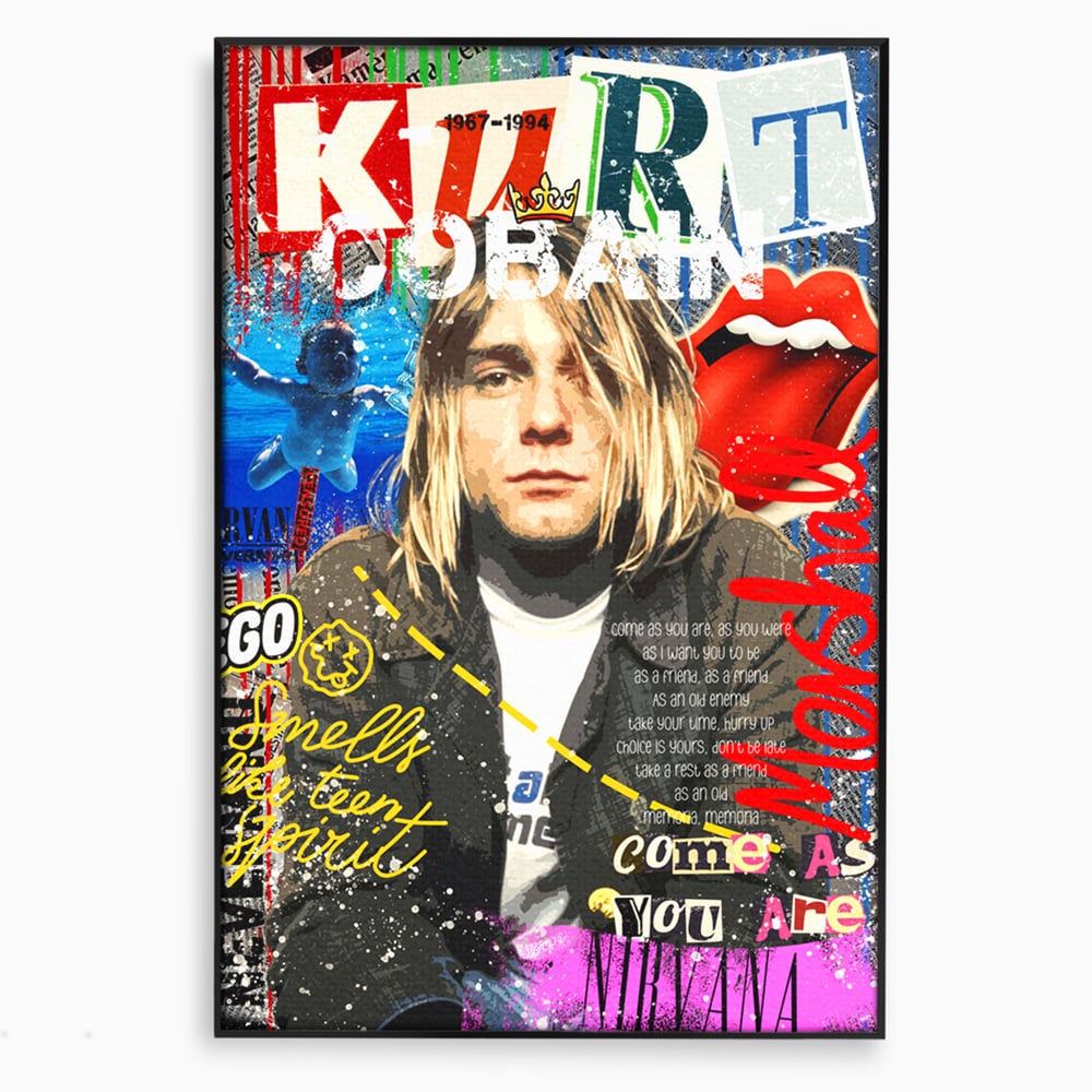 Leinwandbilder Premium LuxCanva® A1016, Kurt Donald Cobain , Dekorativ, Sänger, Gitarrist, Rockstar, Lebendige Farben