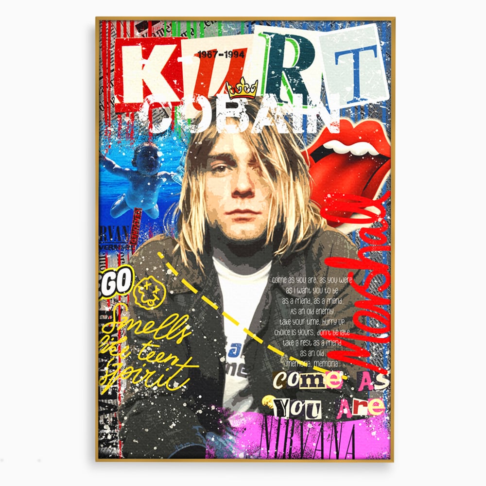 Leinwandbilder Premium LuxCanva® A1016, Kurt Donald Cobain , Dekorativ, Sänger, Gitarrist, Rockstar, Lebendige Farben