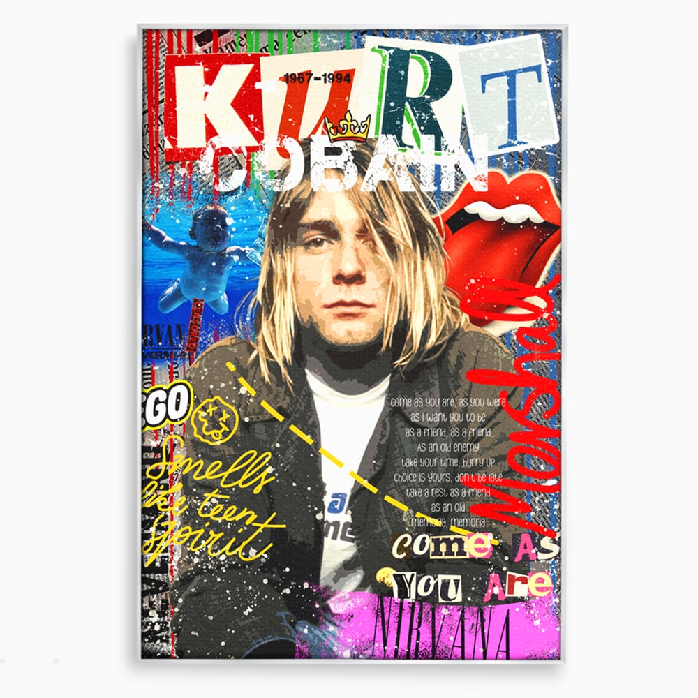 Leinwandbilder Premium LuxCanva® A1016, Kurt Donald Cobain , Dekorativ, Sänger, Gitarrist, Rockstar, Lebendige Farben