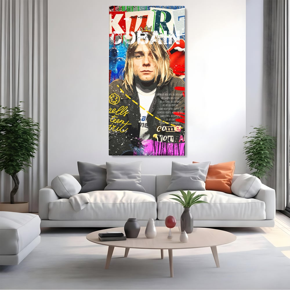 Leinwandbilder Premium LuxCanva® A1016, Kurt Donald Cobain , Dekorativ, Sänger, Gitarrist, Rockstar, Lebendige Farben