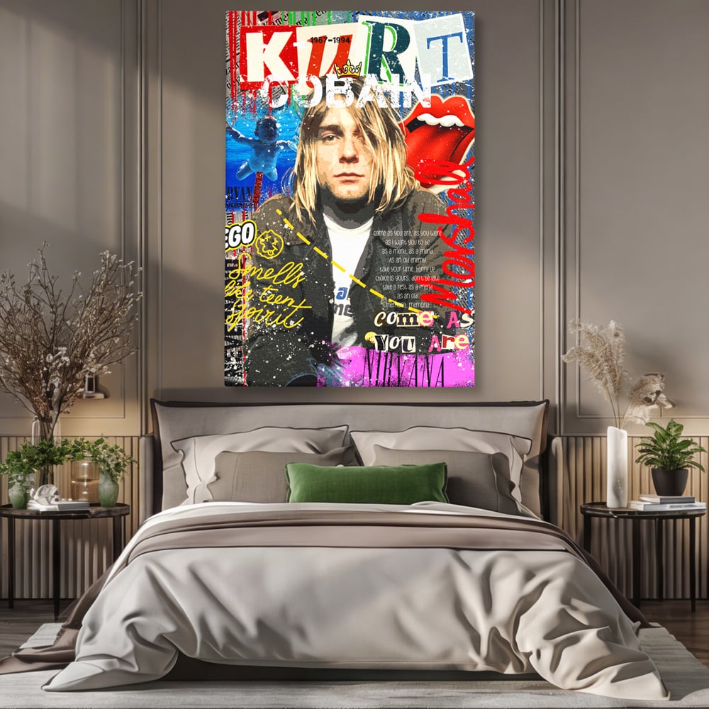 Leinwandbilder Premium LuxCanva® A1016, Kurt Donald Cobain , Dekorativ, Sänger, Gitarrist, Rockstar, Lebendige Farben