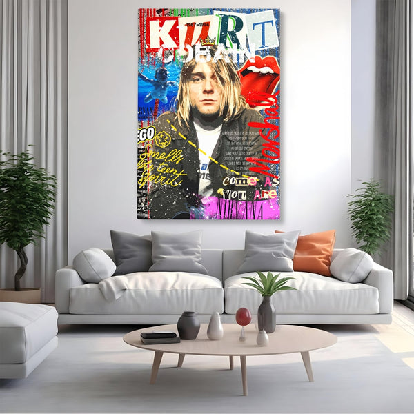 Leinwandbilder Premium LuxCanva® A1016, Kurt Donald Cobain , Dekorativ, Sänger, Gitarrist, Rockstar, Lebendige Farben