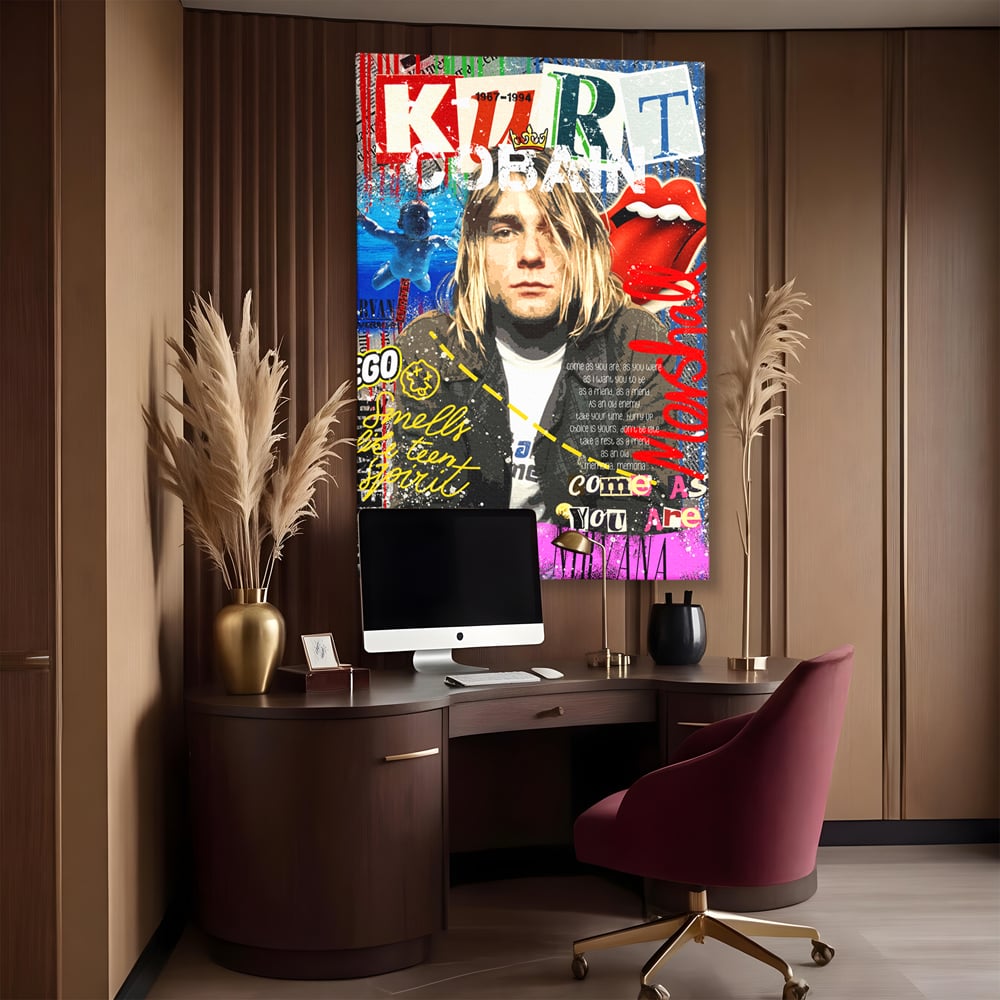 Leinwandbilder Premium LuxCanva® A1016, Kurt Donald Cobain , Dekorativ, Sänger, Gitarrist, Rockstar, Lebendige Farben