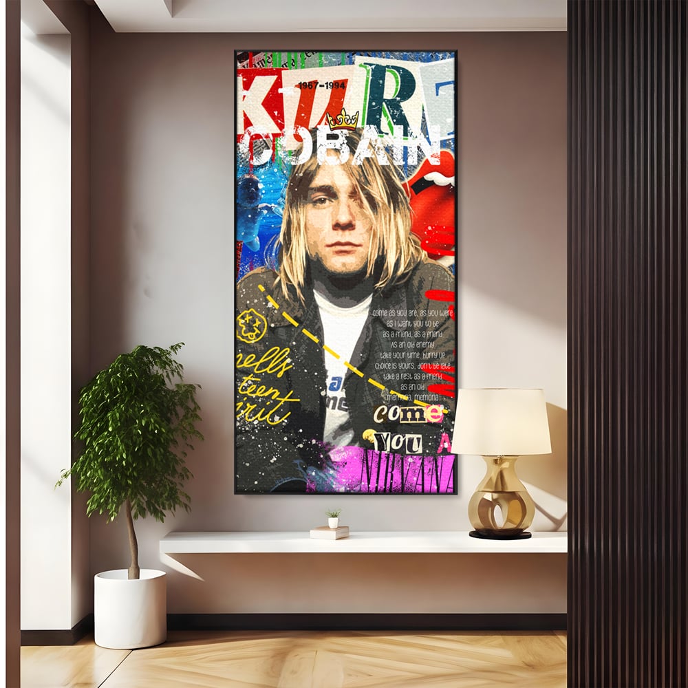 Leinwandbilder Premium LuxCanva® A1016, Kurt Donald Cobain , Dekorativ, Sänger, Gitarrist, Rockstar, Lebendige Farben