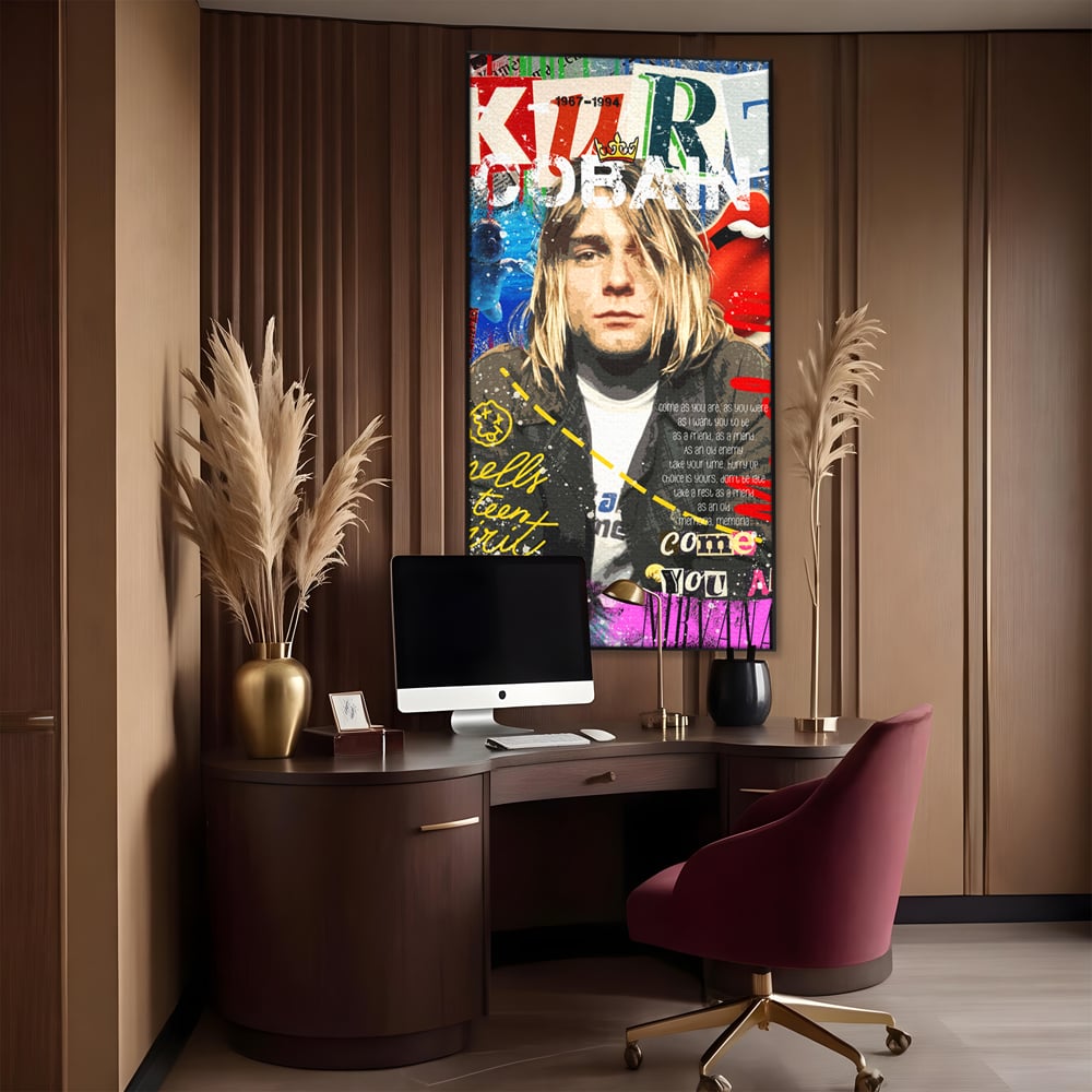 Leinwandbilder Premium LuxCanva® A1016, Kurt Donald Cobain , Dekorativ, Sänger, Gitarrist, Rockstar, Lebendige Farben