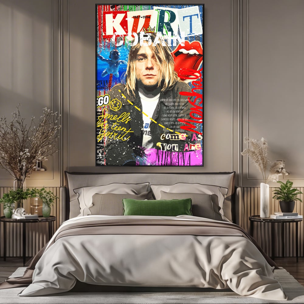 Leinwandbilder Premium LuxCanva® A1016, Kurt Donald Cobain , Dekorativ, Sänger, Gitarrist, Rockstar, Lebendige Farben