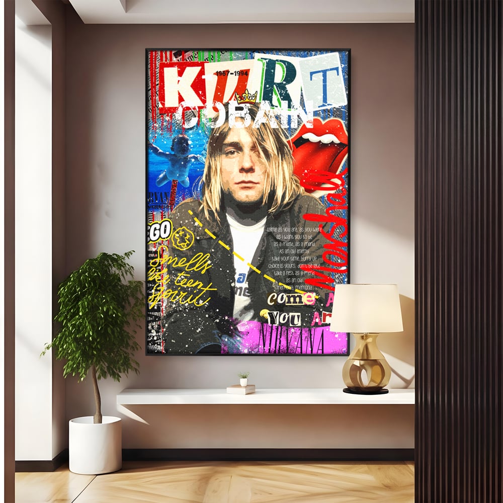 Leinwandbilder Premium LuxCanva® A1016, Kurt Donald Cobain , Dekorativ, Sänger, Gitarrist, Rockstar, Lebendige Farben