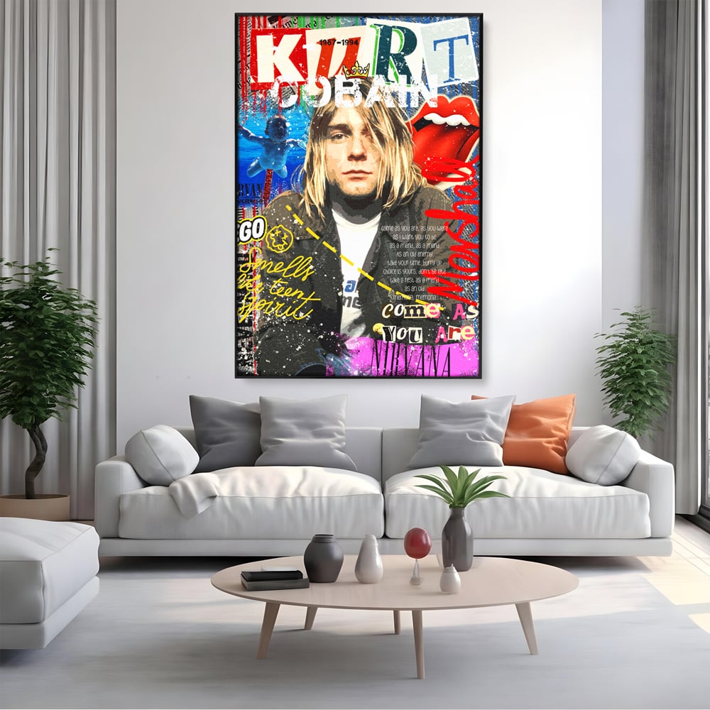 Leinwandbilder Premium LuxCanva® A1016, Kurt Donald Cobain , Dekorativ, Sänger, Gitarrist, Rockstar, Lebendige Farben