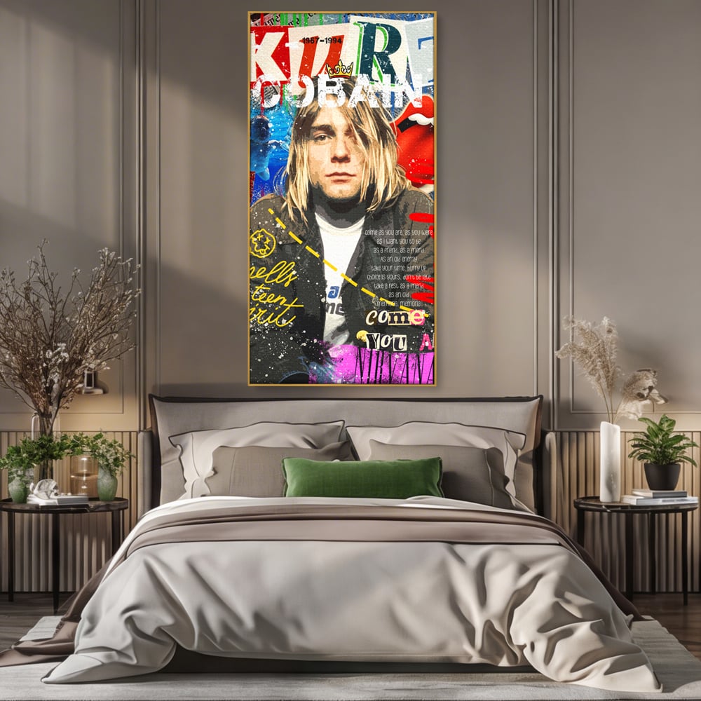 Leinwandbilder Premium LuxCanva® A1016, Kurt Donald Cobain , Dekorativ, Sänger, Gitarrist, Rockstar, Lebendige Farben