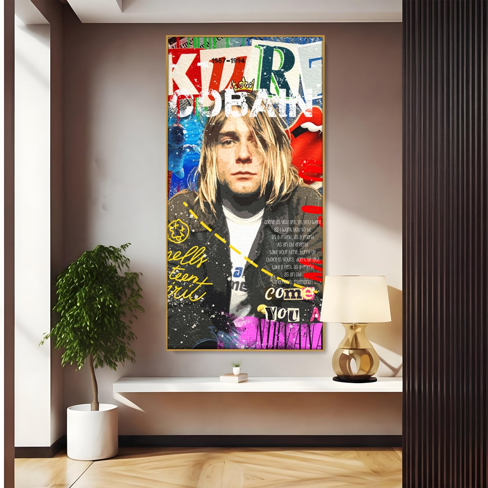 Leinwandbilder Premium LuxCanva® A1016, Kurt Donald Cobain , Dekorativ, Sänger, Gitarrist, Rockstar, Lebendige Farben