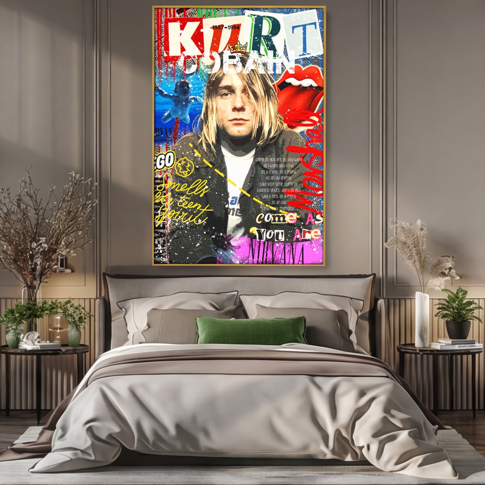 Leinwandbilder Premium LuxCanva® A1016, Kurt Donald Cobain , Dekorativ, Sänger, Gitarrist, Rockstar, Lebendige Farben
