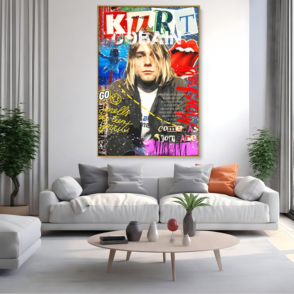 Leinwandbilder Premium LuxCanva® A1016, Kurt Donald Cobain , Dekorativ, Sänger, Gitarrist, Rockstar, Lebendige Farben