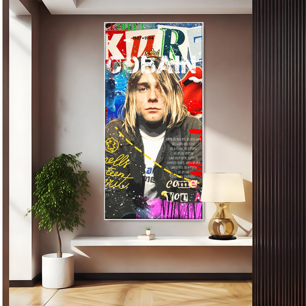 Leinwandbilder Premium LuxCanva® A1016, Kurt Donald Cobain , Dekorativ, Sänger, Gitarrist, Rockstar, Lebendige Farben