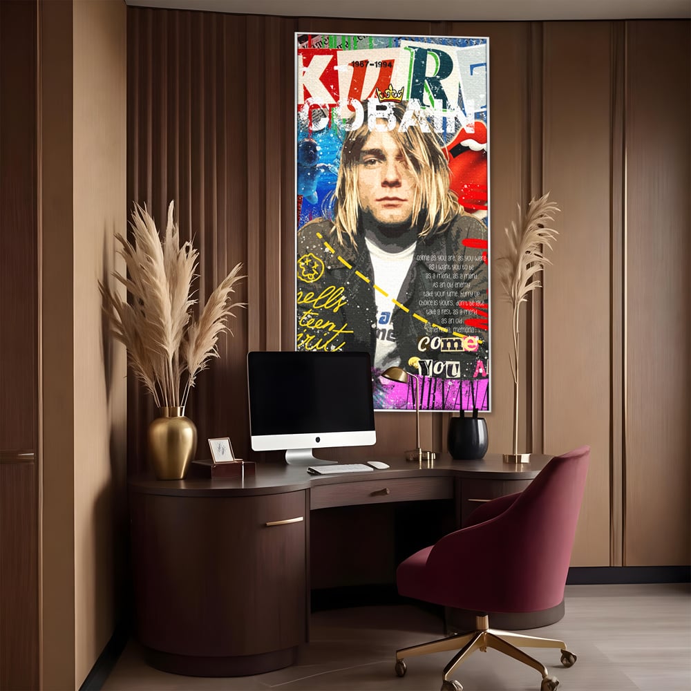 Leinwandbilder Premium LuxCanva® A1016, Kurt Donald Cobain , Dekorativ, Sänger, Gitarrist, Rockstar, Lebendige Farben