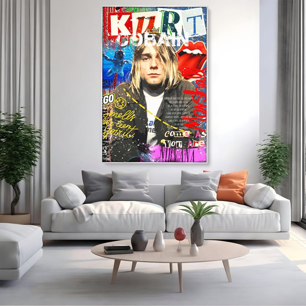 Leinwandbilder Premium LuxCanva® A1016, Kurt Donald Cobain , Dekorativ, Sänger, Gitarrist, Rockstar, Lebendige Farben