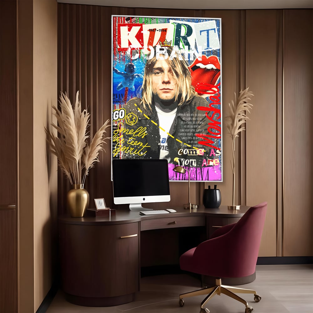 Leinwandbilder Premium LuxCanva® A1016, Kurt Donald Cobain , Dekorativ, Sänger, Gitarrist, Rockstar, Lebendige Farben