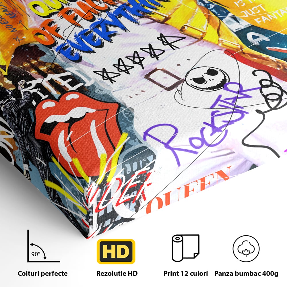 Tablou Canvas Premium LuxCanva® A1017, Freddie Mercury , Decorativ, Cantaret, Muzician, Rock Star Queen, Culori Vibrante
