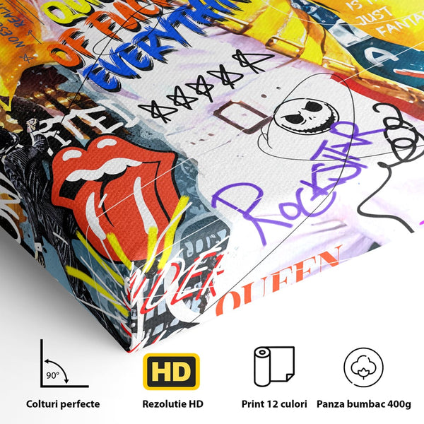 Tablou Canvas Premium LuxCanva® A1017, Freddie Mercury , Decorativ, Cantaret, Muzician, Rock Star Queen, Culori Vibrante