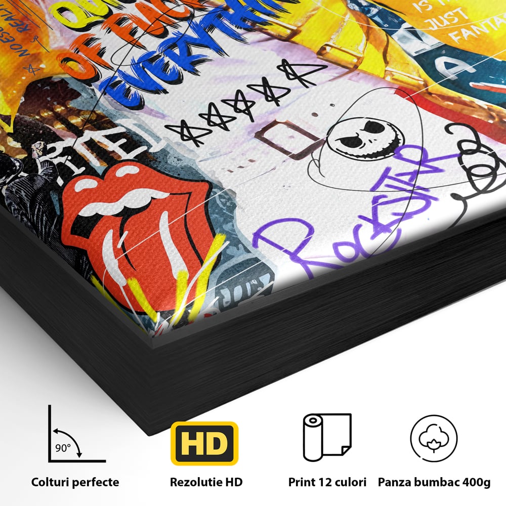 Tablou Canvas Premium LuxCanva® A1017, Freddie Mercury , Decorativ, Cantaret, Muzician, Rock Star Queen, Culori Vibrante