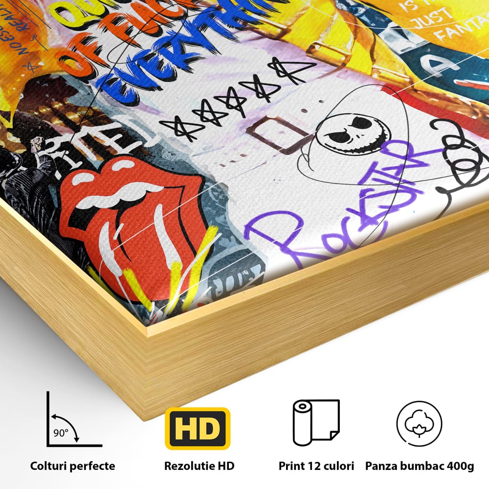 Tablou Canvas Premium LuxCanva® A1017, Freddie Mercury , Decorativ, Cantaret, Muzician, Rock Star Queen, Culori Vibrante