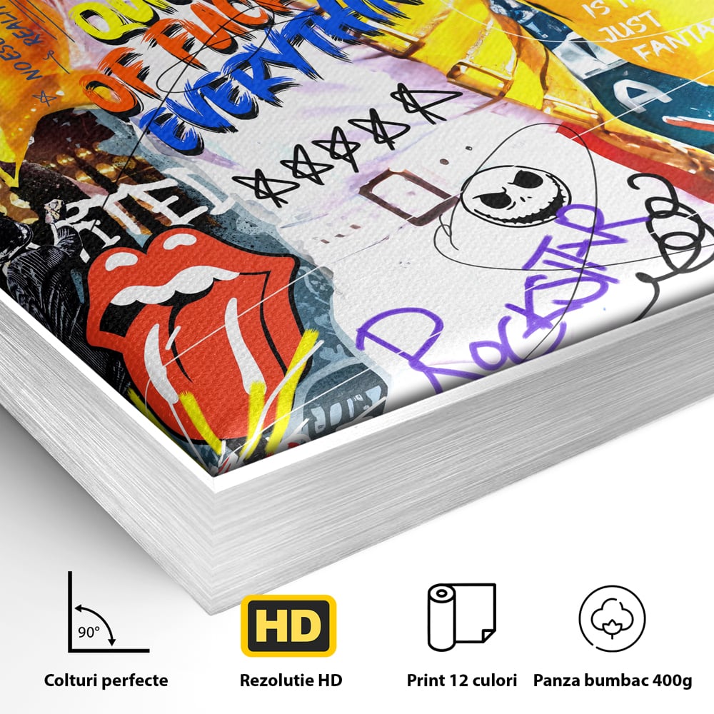 Tablou Canvas Premium LuxCanva® A1017, Freddie Mercury , Decorativ, Cantaret, Muzician, Rock Star Queen, Culori Vibrante