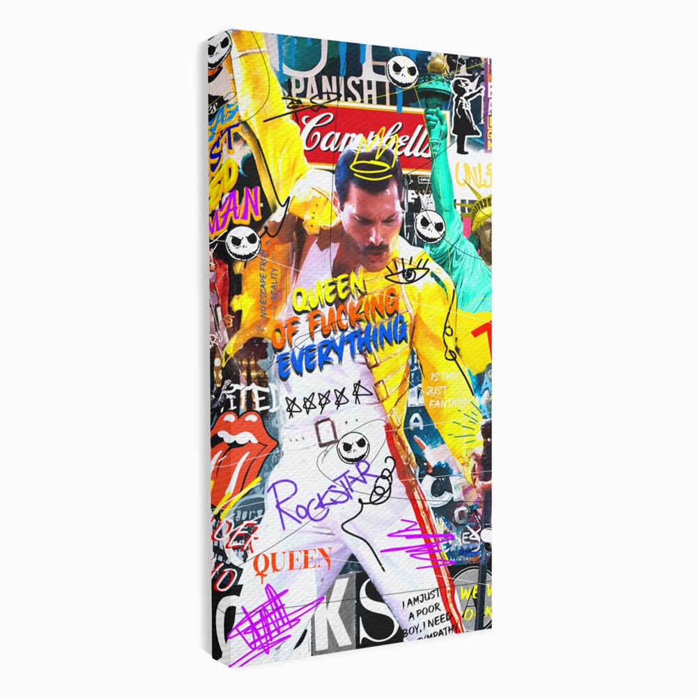 Tablou Canvas Premium LuxCanva® A1017, Freddie Mercury , Decorativ, Cantaret, Muzician, Rock Star Queen, Culori Vibrante