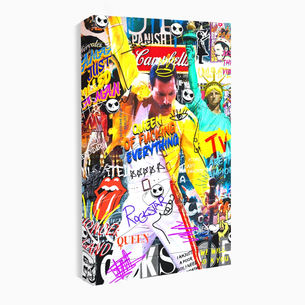 Tablou Canvas Premium LuxCanva® A1017, Freddie Mercury , Decorativ, Cantaret, Muzician, Rock Star Queen, Culori Vibrante
