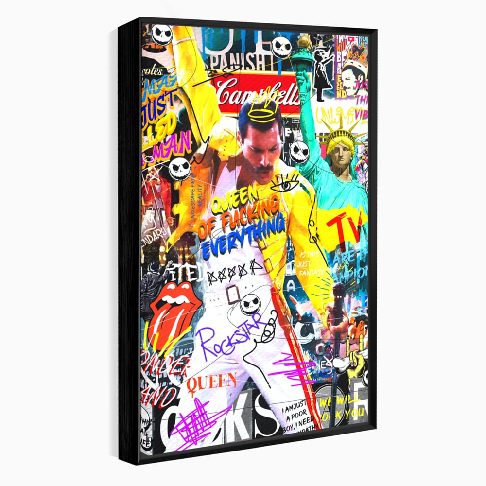 Tablou Canvas Premium LuxCanva® A1017, Freddie Mercury , Decorativ, Cantaret, Muzician, Rock Star Queen, Culori Vibrante