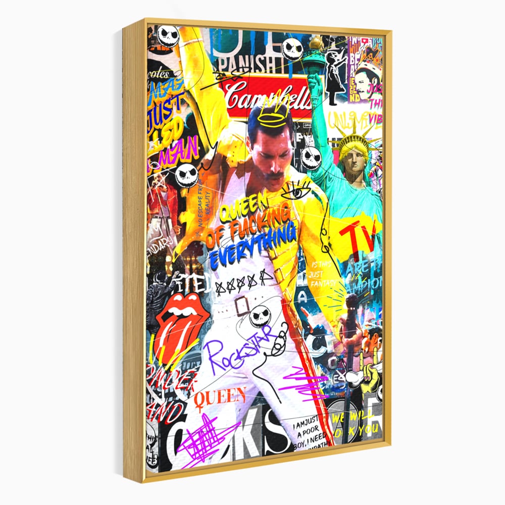 Tablou Canvas Premium LuxCanva® A1017, Freddie Mercury , Decorativ, Cantaret, Muzician, Rock Star Queen, Culori Vibrante