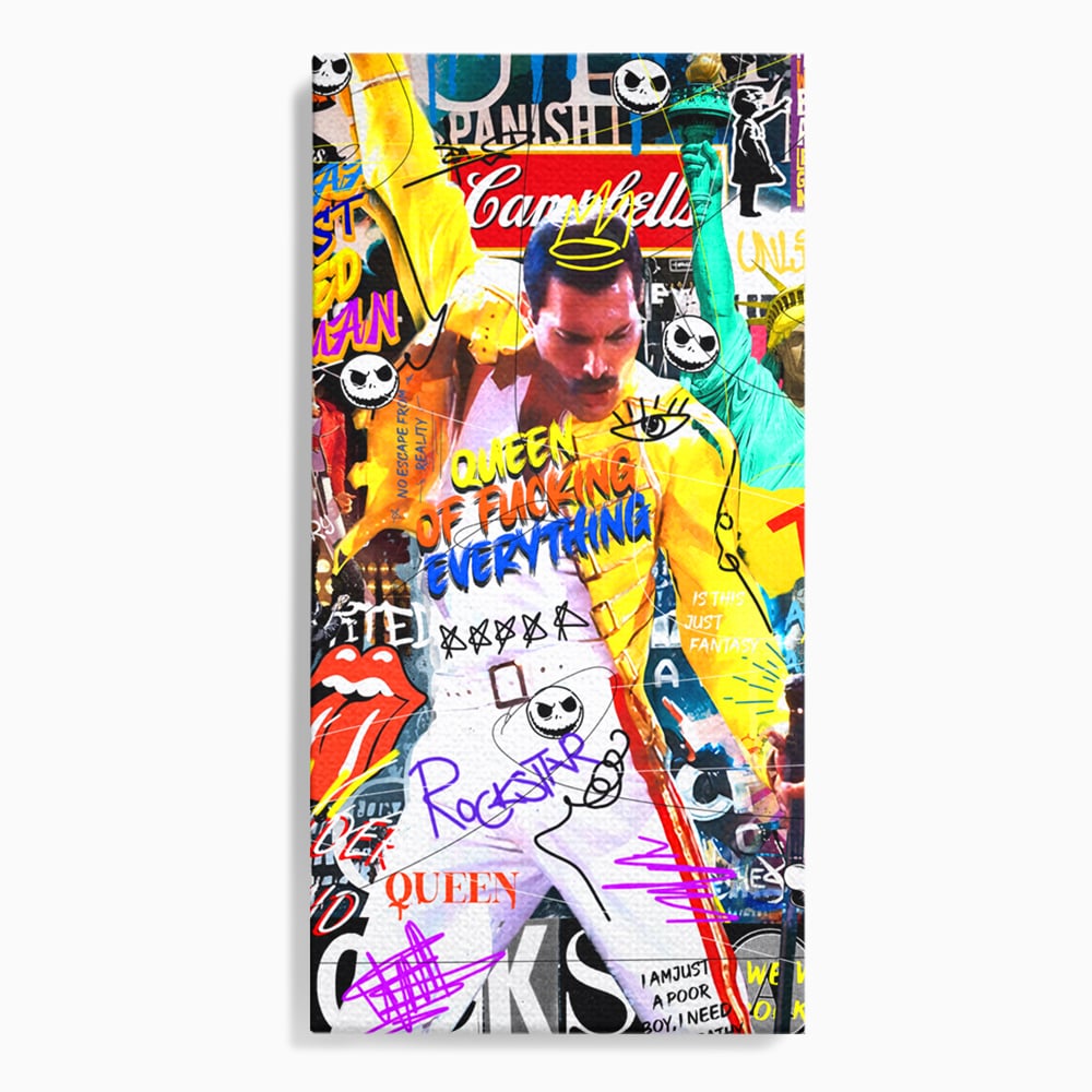 Tablou Canvas Premium LuxCanva® A1017, Freddie Mercury , Decorativ, Cantaret, Muzician, Rock Star Queen, Culori Vibrante