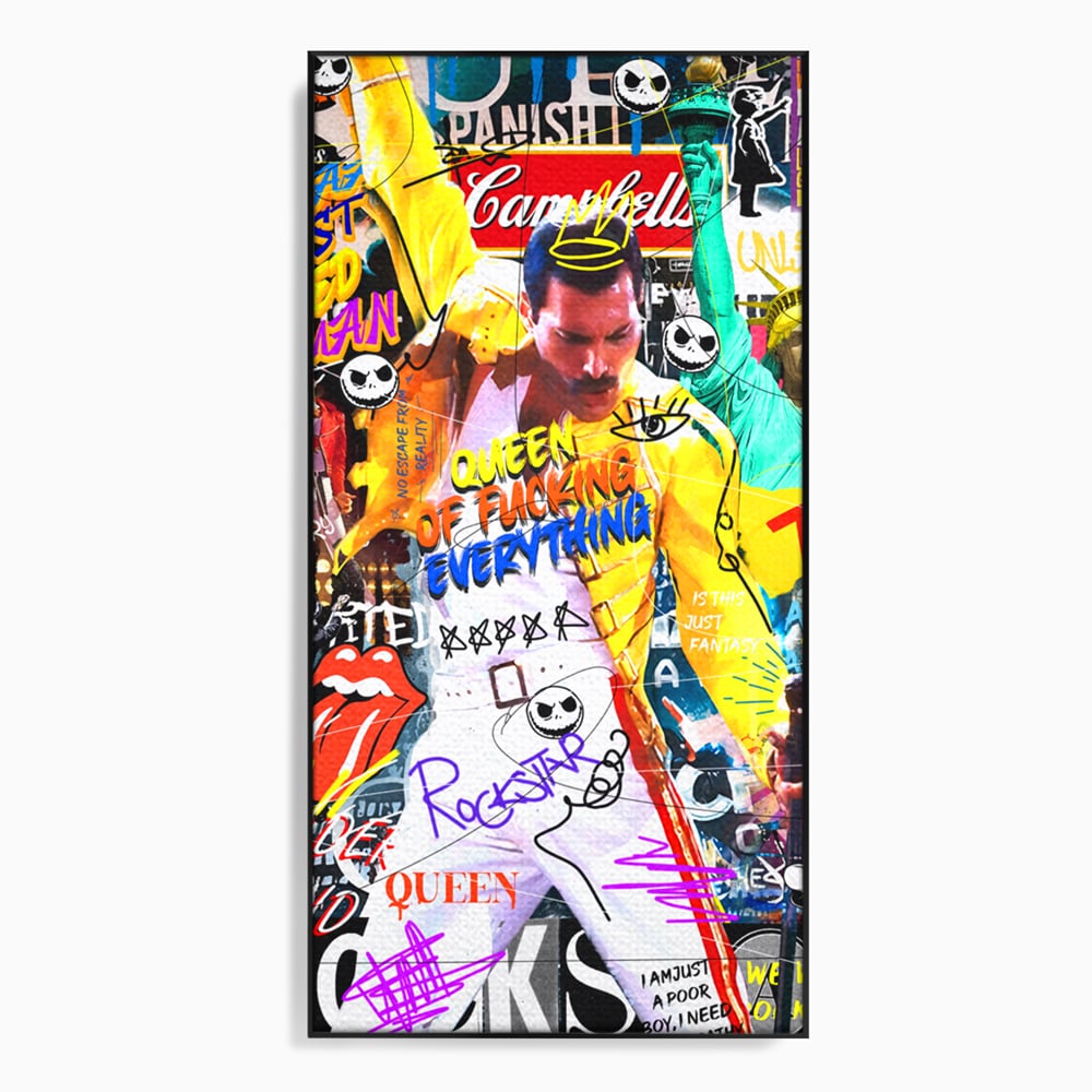 Tablou Canvas Premium LuxCanva® A1017, Freddie Mercury , Decorativ, Cantaret, Muzician, Rock Star Queen, Culori Vibrante