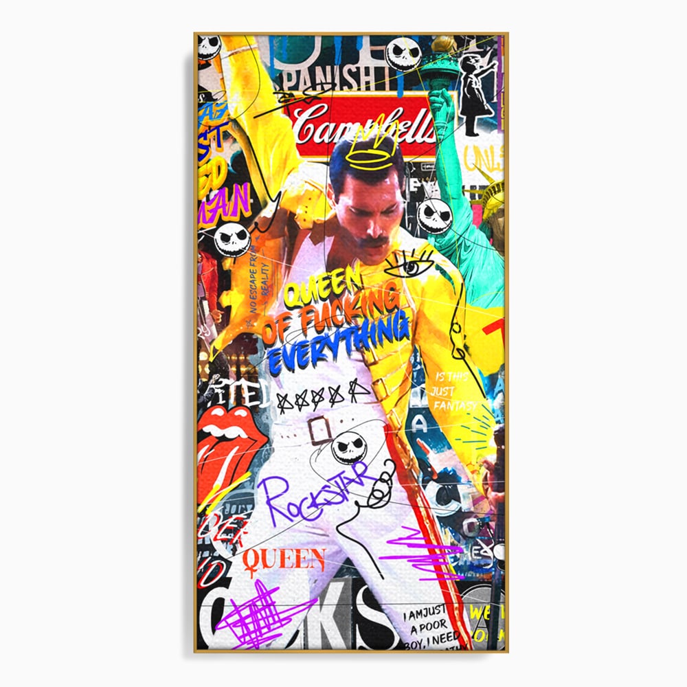 Tablou Canvas Premium LuxCanva® A1017, Freddie Mercury , Decorativ, Cantaret, Muzician, Rock Star Queen, Culori Vibrante