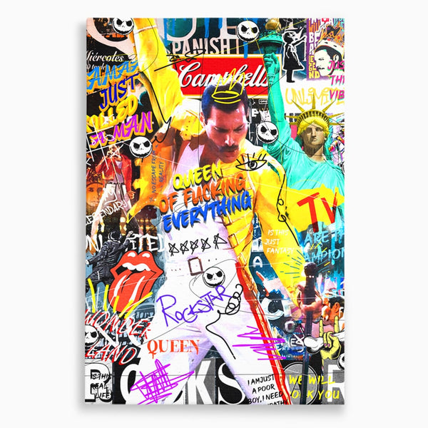 Tablou Canvas Premium LuxCanva® A1017, Freddie Mercury , Decorativ, Cantaret, Muzician, Rock Star Queen, Culori Vibrante
