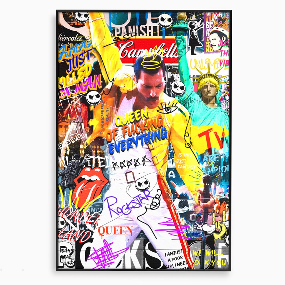 Tablou Canvas Premium LuxCanva® A1017, Freddie Mercury , Decorativ, Cantaret, Muzician, Rock Star Queen, Culori Vibrante