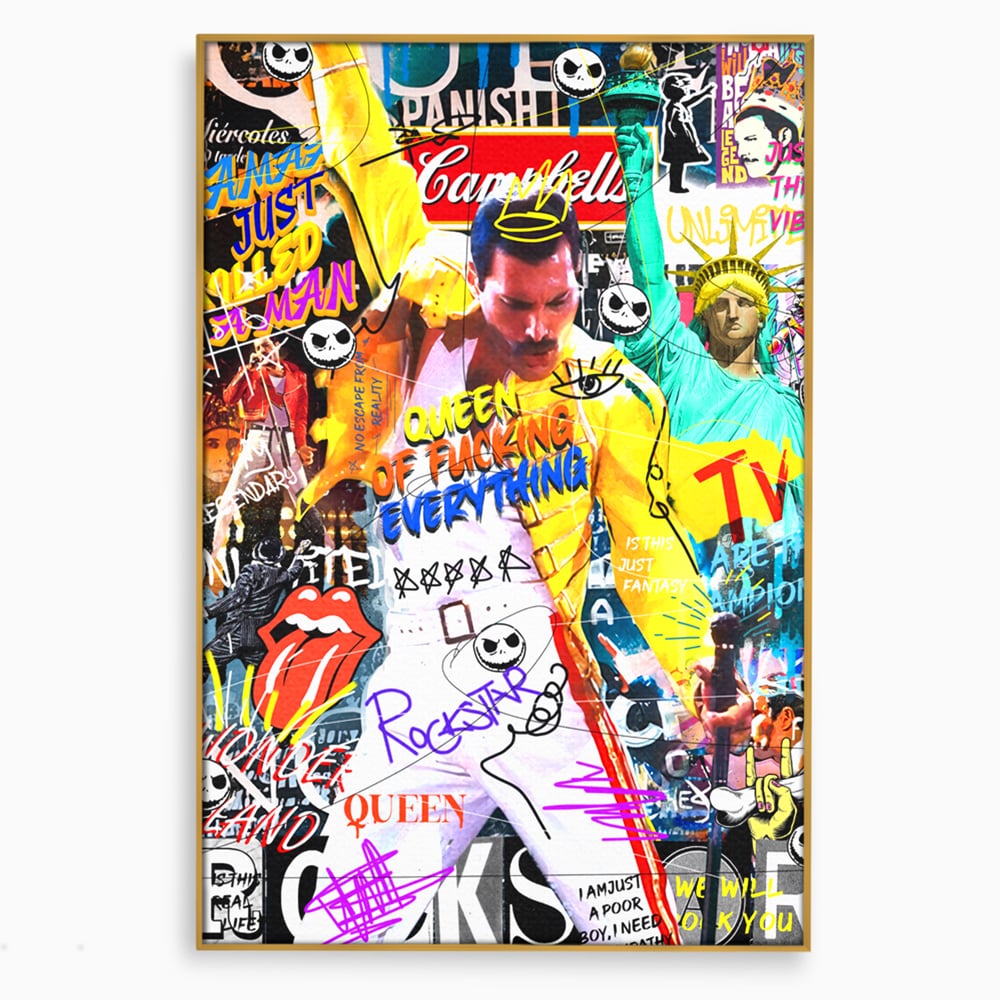 Tablou Canvas Premium LuxCanva® A1017, Freddie Mercury , Decorativ, Cantaret, Muzician, Rock Star Queen, Culori Vibrante