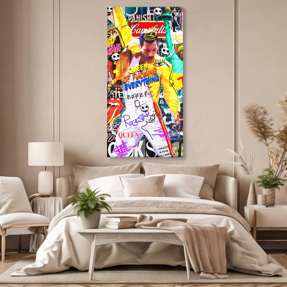 Tablou Canvas Premium LuxCanva® A1017, Freddie Mercury , Decorativ, Cantaret, Muzician, Rock Star Queen, Culori Vibrante