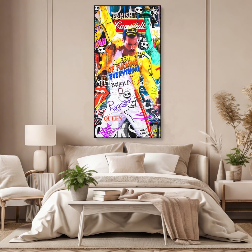 Tablou Canvas Premium LuxCanva® A1017, Freddie Mercury , Decorativ, Cantaret, Muzician, Rock Star Queen, Culori Vibrante