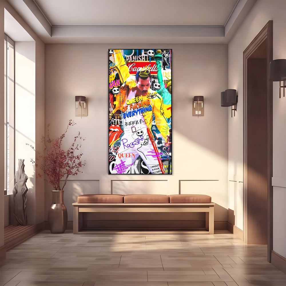 Tablou Canvas Premium LuxCanva® A1017, Freddie Mercury , Decorativ, Cantaret, Muzician, Rock Star Queen, Culori Vibrante