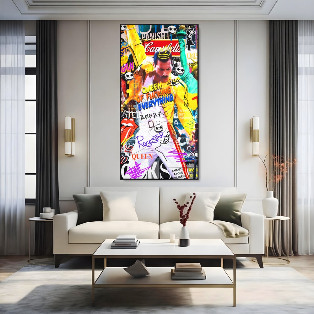 Tablou Canvas Premium LuxCanva® A1017, Freddie Mercury , Decorativ, Cantaret, Muzician, Rock Star Queen, Culori Vibrante