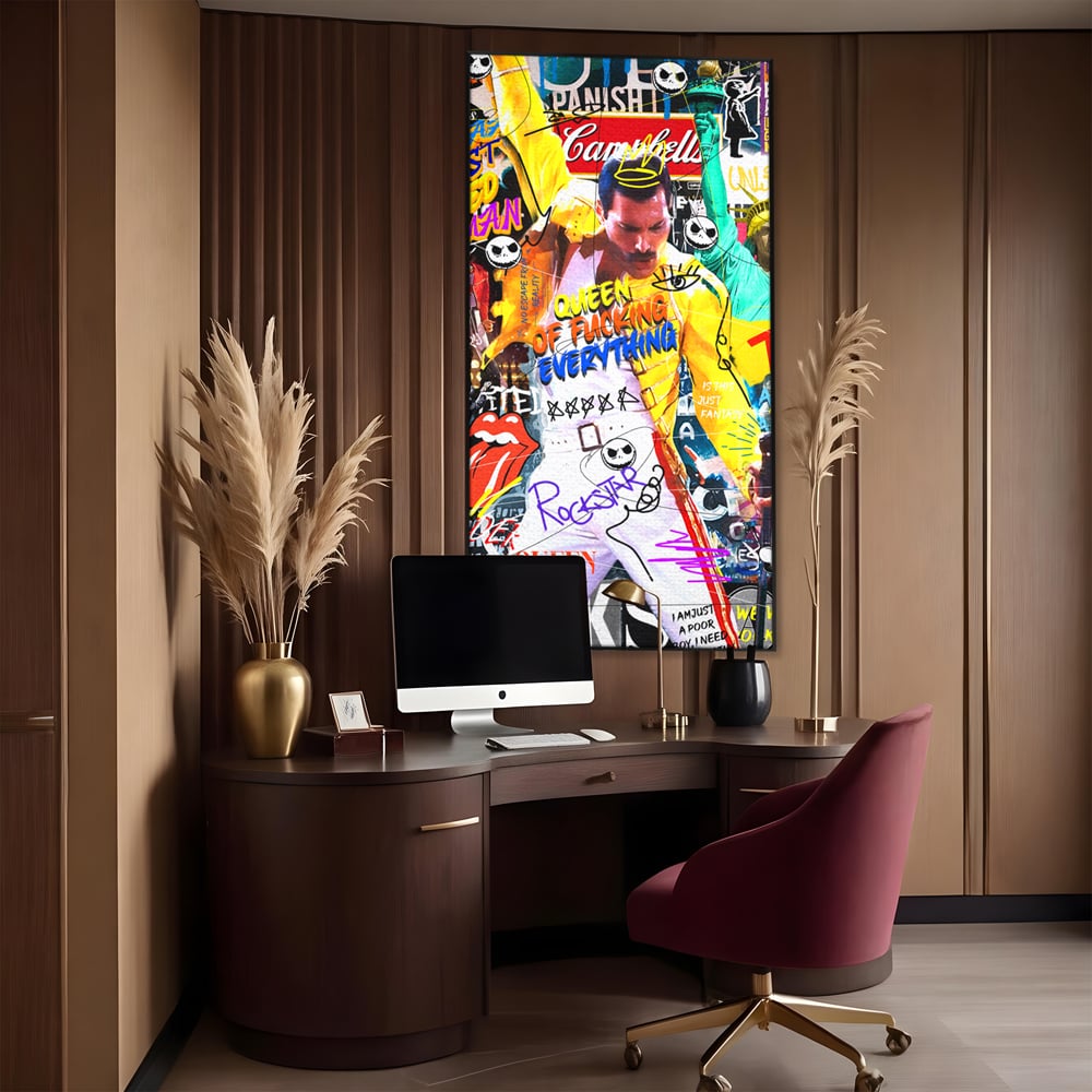 Tablou Canvas Premium LuxCanva® A1017, Freddie Mercury , Decorativ, Cantaret, Muzician, Rock Star Queen, Culori Vibrante