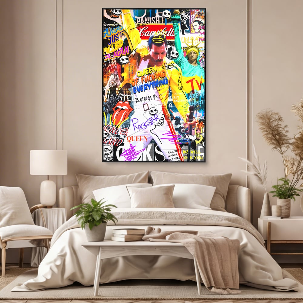 Tablou Canvas Premium LuxCanva® A1017, Freddie Mercury , Decorativ, Cantaret, Muzician, Rock Star Queen, Culori Vibrante