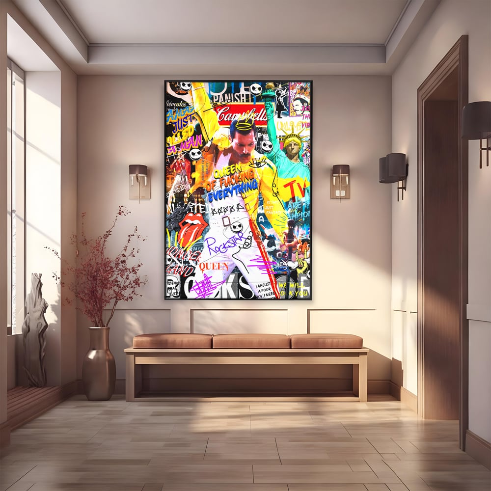 Tablou Canvas Premium LuxCanva® A1017, Freddie Mercury , Decorativ, Cantaret, Muzician, Rock Star Queen, Culori Vibrante