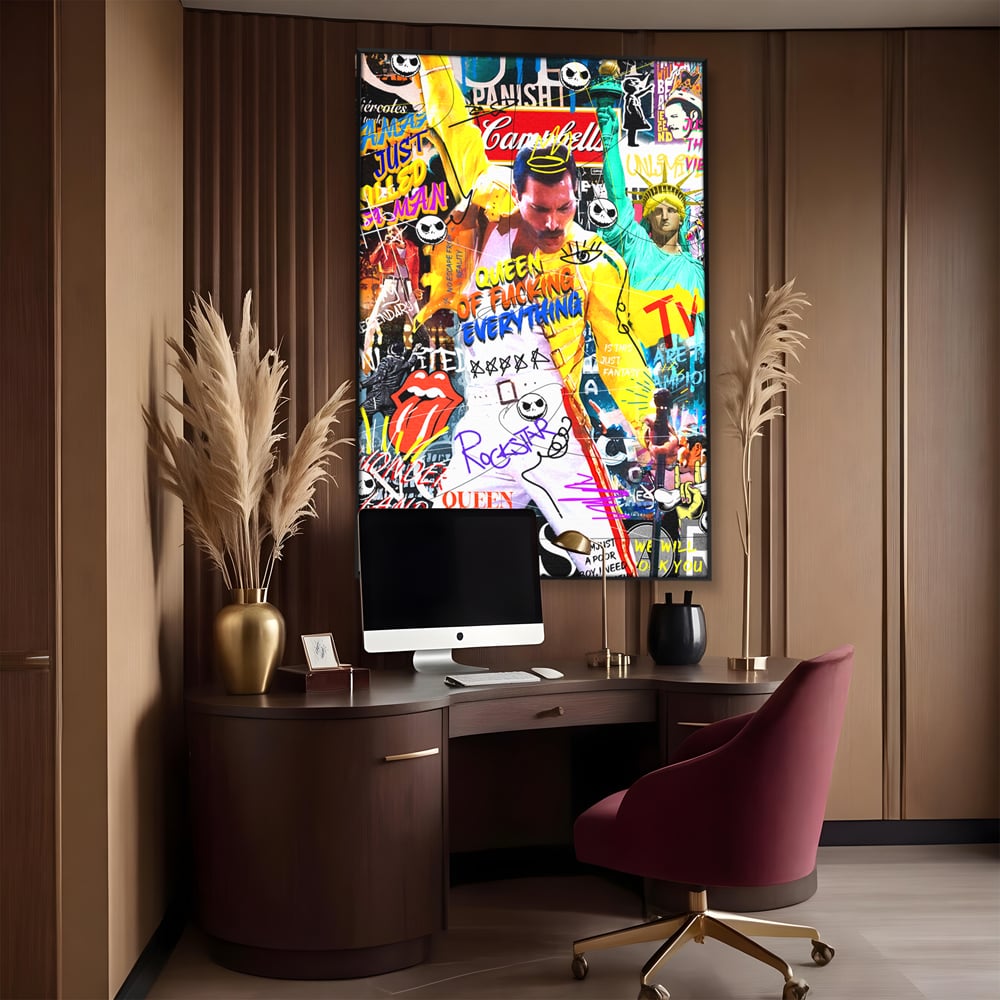 Tablou Canvas Premium LuxCanva® A1017, Freddie Mercury , Decorativ, Cantaret, Muzician, Rock Star Queen, Culori Vibrante