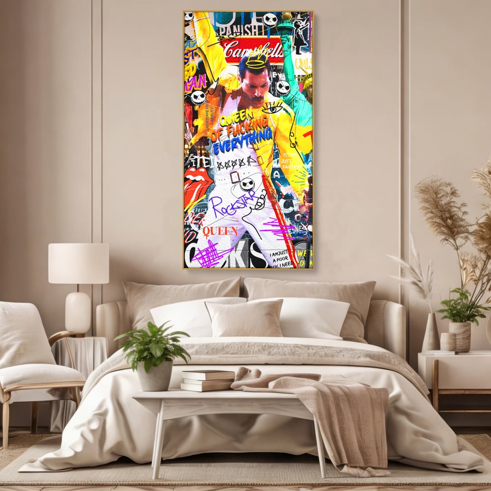 Tablou Canvas Premium LuxCanva® A1017, Freddie Mercury , Decorativ, Cantaret, Muzician, Rock Star Queen, Culori Vibrante