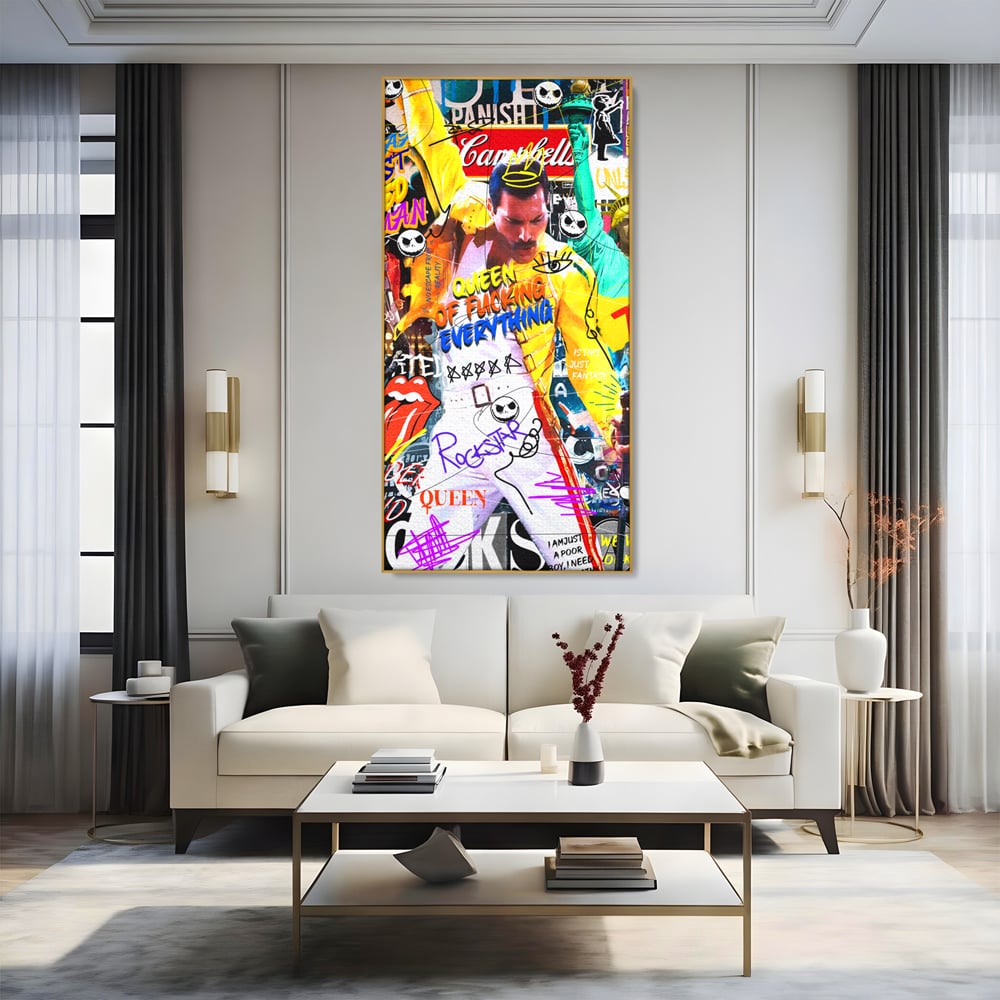 Tablou Canvas Premium LuxCanva® A1017, Freddie Mercury , Decorativ, Cantaret, Muzician, Rock Star Queen, Culori Vibrante