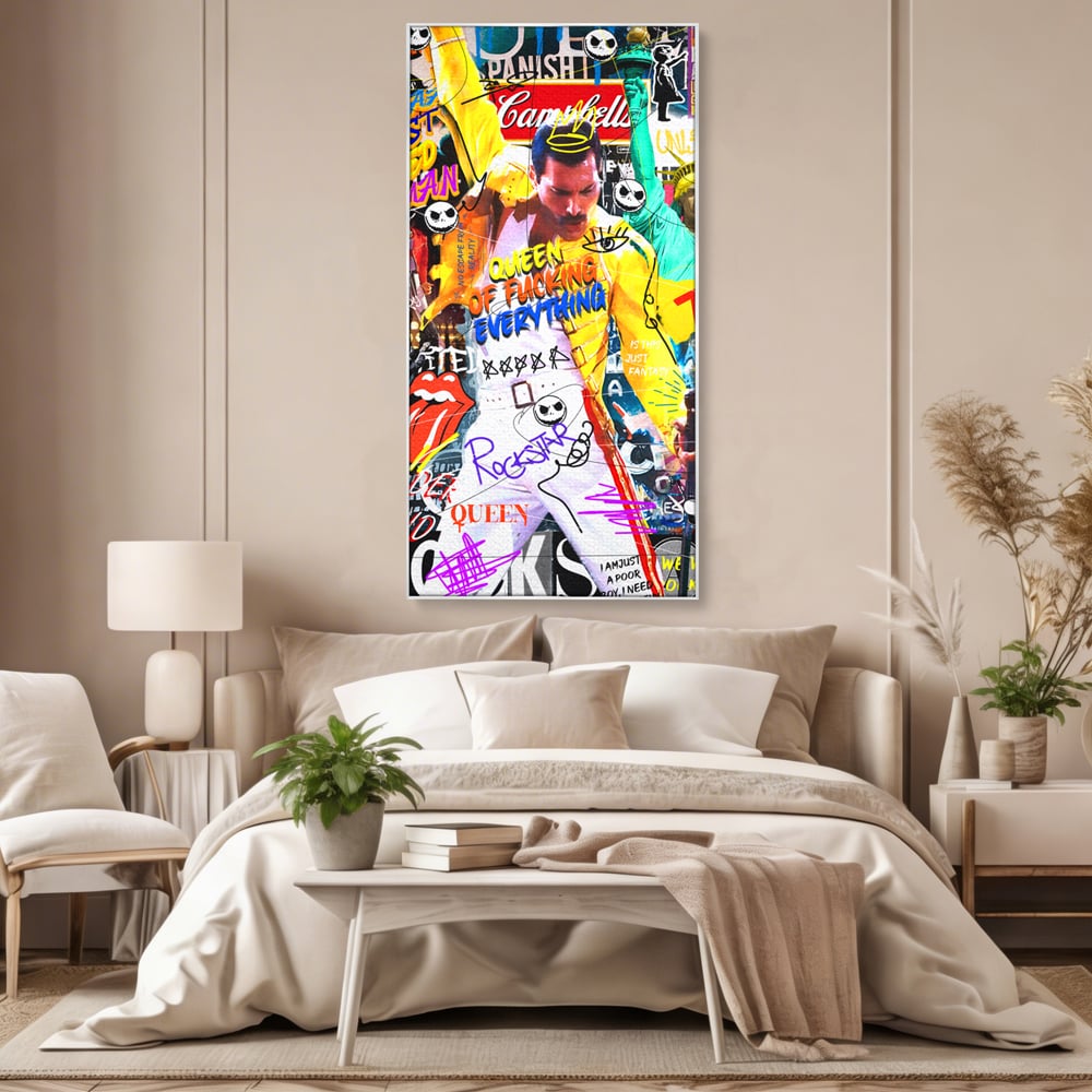 Tablou Canvas Premium LuxCanva® A1017, Freddie Mercury , Decorativ, Cantaret, Muzician, Rock Star Queen, Culori Vibrante