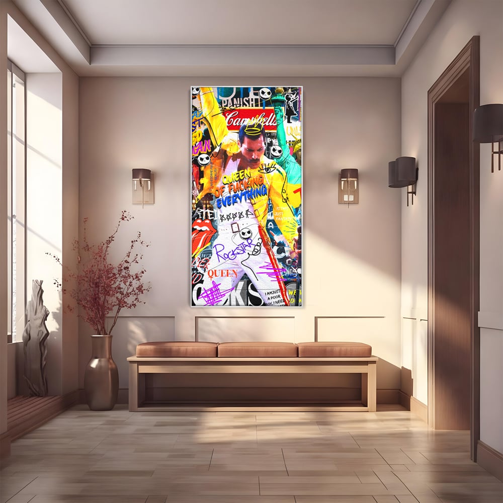 Tablou Canvas Premium LuxCanva® A1017, Freddie Mercury , Decorativ, Cantaret, Muzician, Rock Star Queen, Culori Vibrante