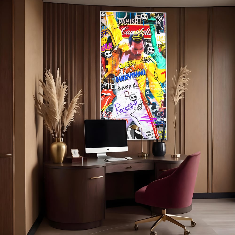 Tablou Canvas Premium LuxCanva® A1017, Freddie Mercury , Decorativ, Cantaret, Muzician, Rock Star Queen, Culori Vibrante