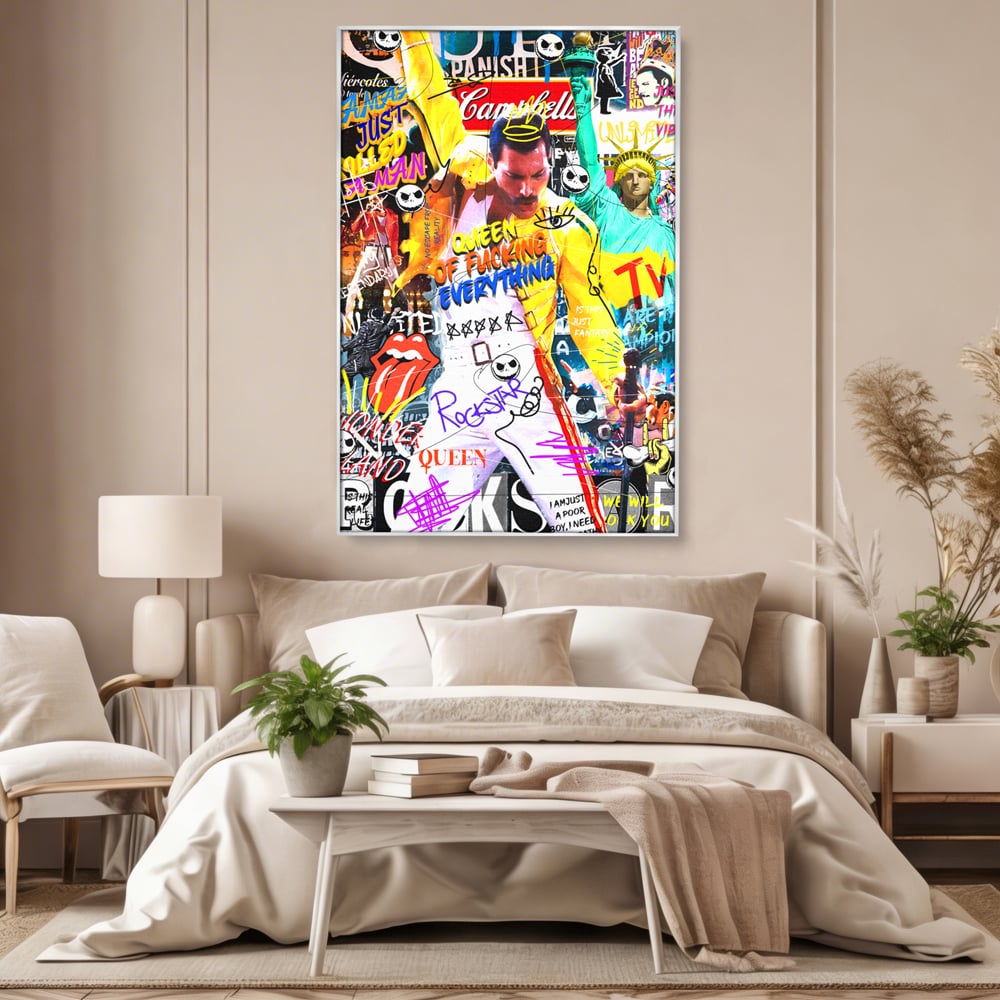 Tablou Canvas Premium LuxCanva® A1017, Freddie Mercury , Decorativ, Cantaret, Muzician, Rock Star Queen, Culori Vibrante