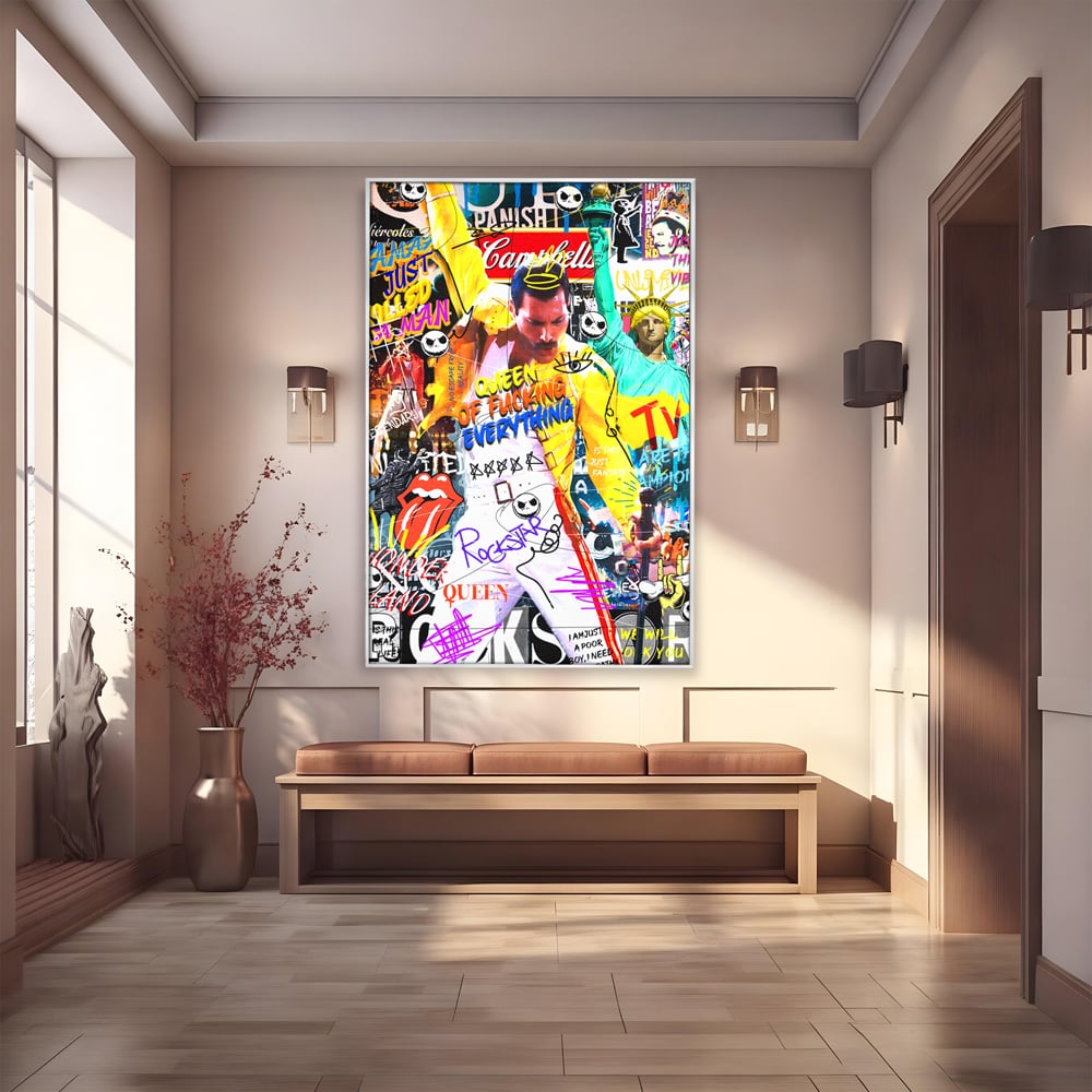 Tablou Canvas Premium LuxCanva® A1017, Freddie Mercury , Decorativ, Cantaret, Muzician, Rock Star Queen, Culori Vibrante